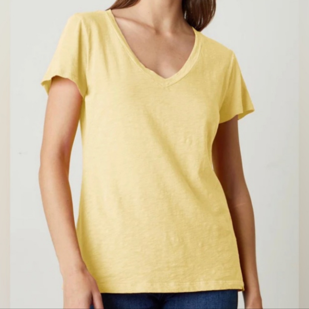 Velvet By Graham And Spencer Yellow Vintage Slub Tee Shirt